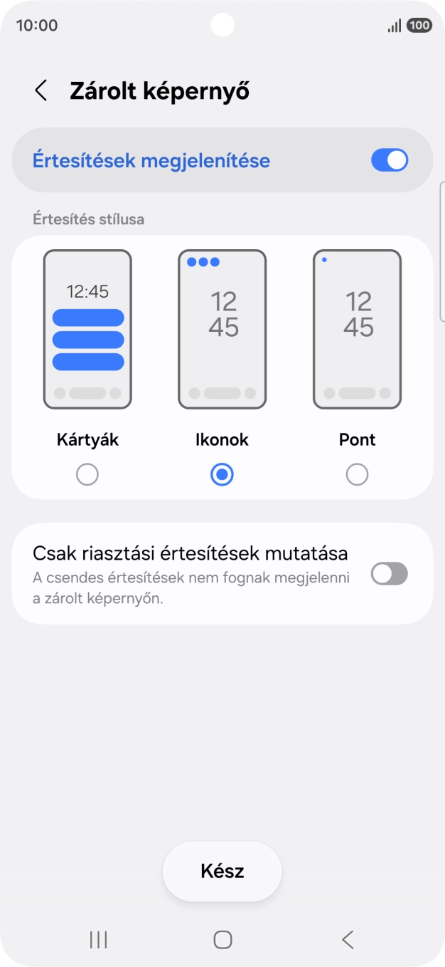 Válaszd a kívánt beállításokat a funkciók be- vagy kikapcsolásához.
