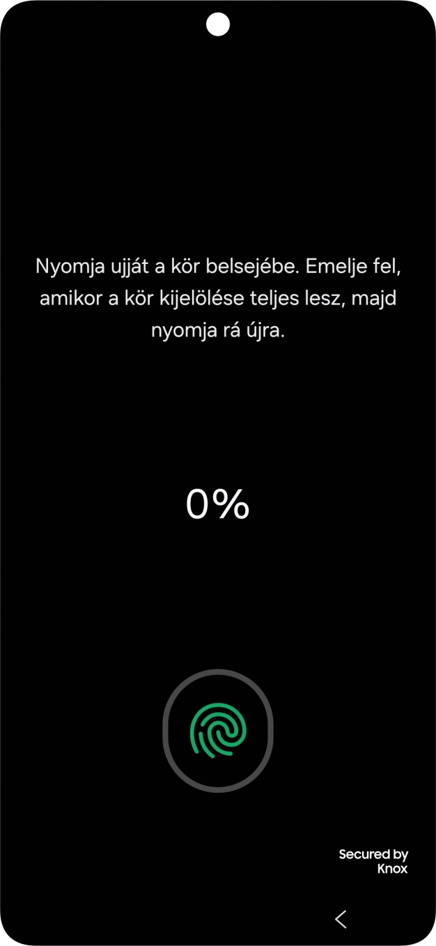 Kövesd a kijelzőn megjelenő utasításokat képernyőzár létrehozásához ujjlenyomattal.
