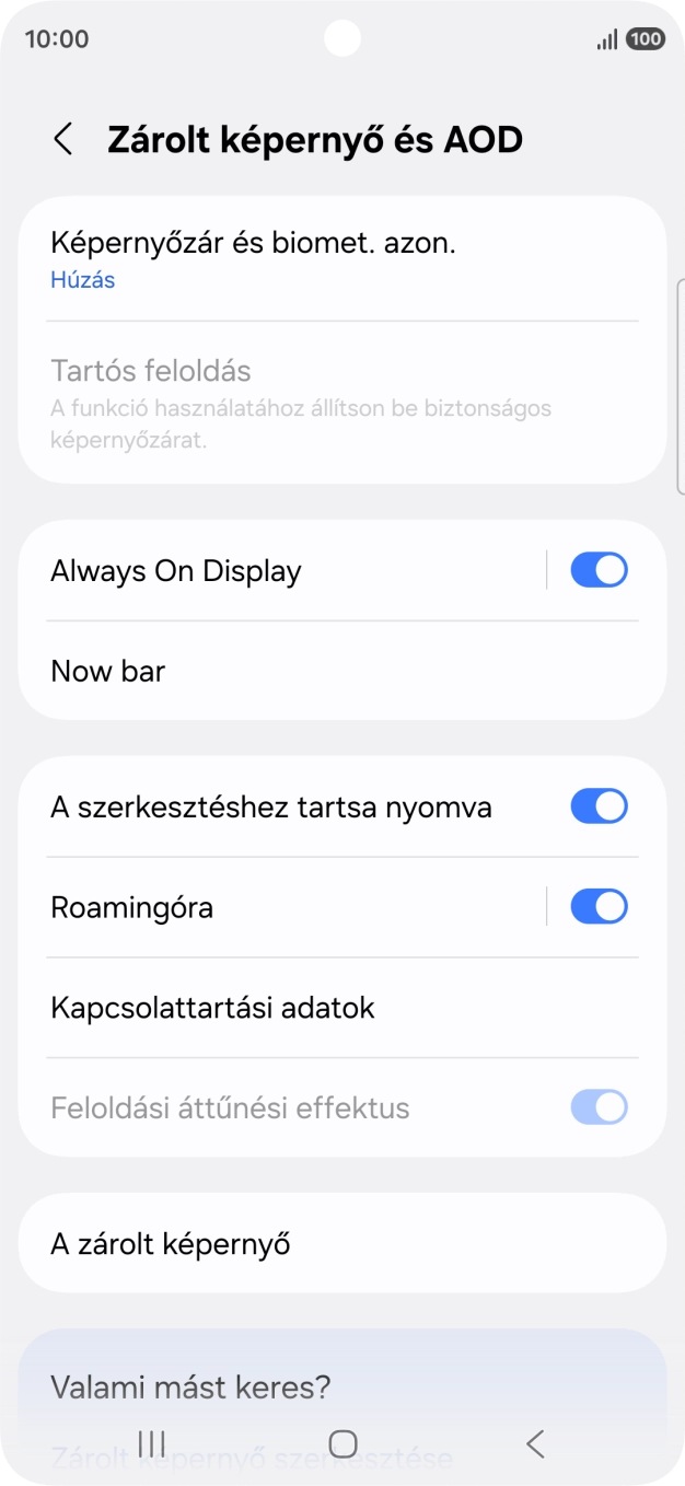 Válaszd a Képernyőzár és biomet. azon. lehetőséget.