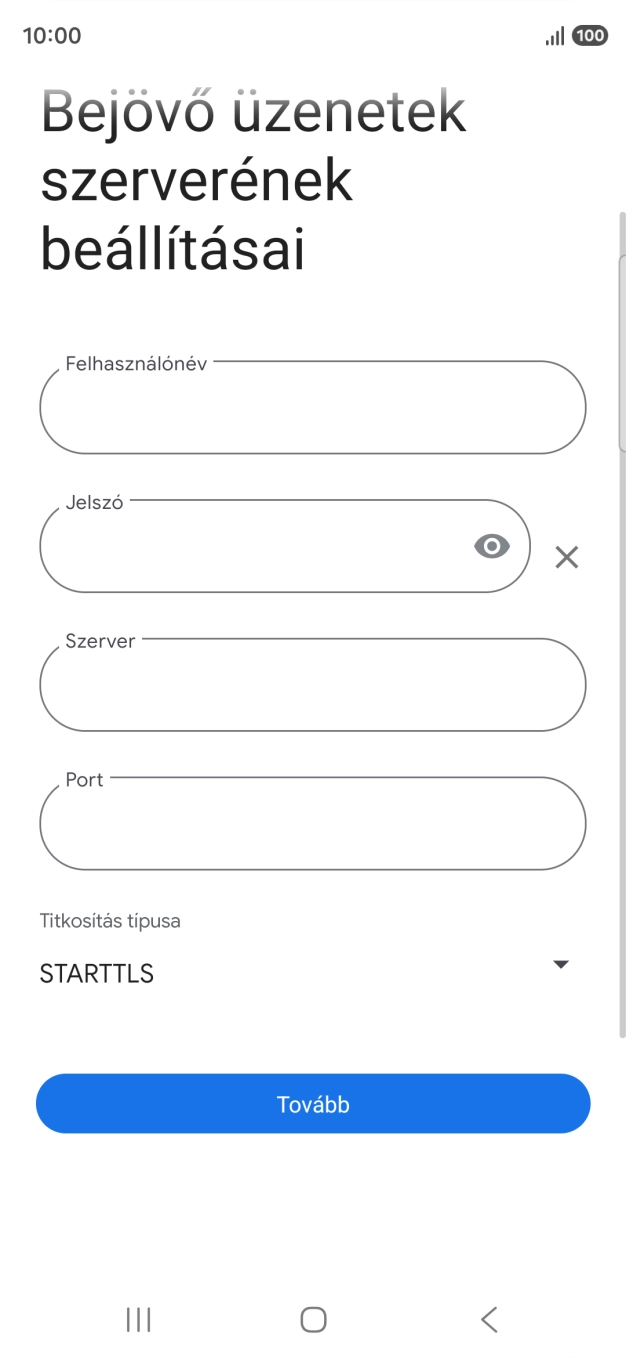 Kattints a „Felhasználónév” alatti mezőre, és írd be az e-mail-fiókodhoz tartozó felhasználónevet.
