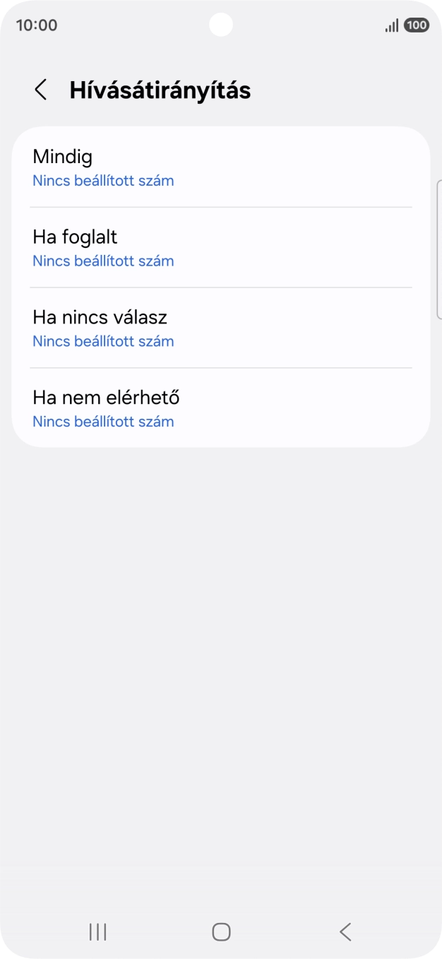 Kattints a kívánt hívásátirányítás-típusra.