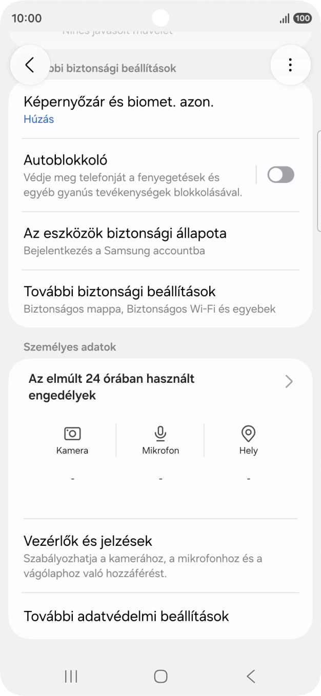 Válaszd a További biztonsági beállítások lehetőséget.