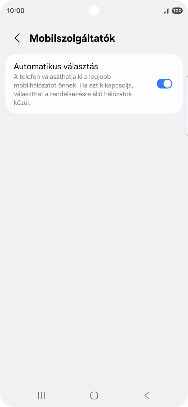 Kattints az „Automatikus választás” melletti csúszkára a funkció kikapcsolásához, és várj, amíg a telefon keresi az elérhető hálózatot.