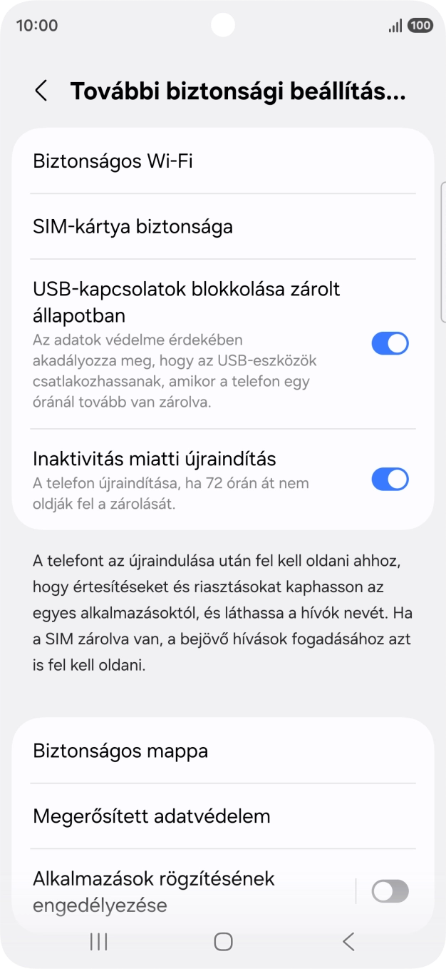 Válaszd a SIM-kártya biztonsága lehetőséget.