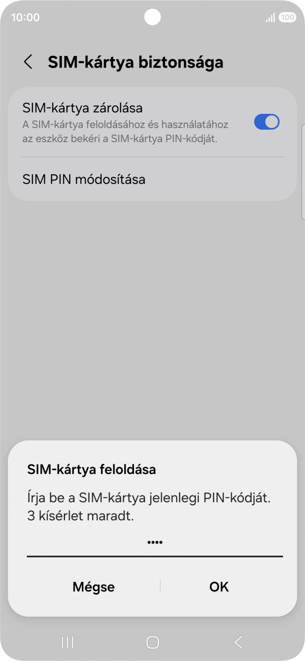 Írd be a PIN-kódot, és válaszd az OK lehetőséget.