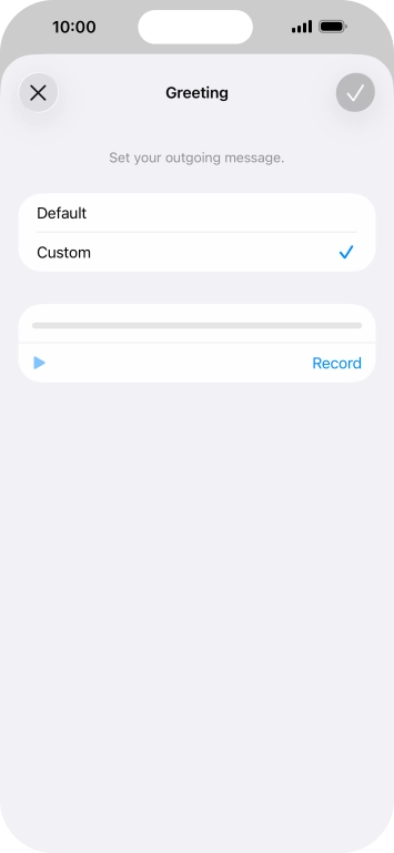Press Record to start recording a personal greeting. Press Record to start recording a personal greeting.