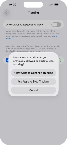 If you turn off the function, press the required setting.