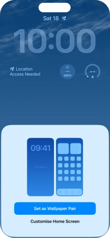 To use the same colour theme on the home screen, press Set as Wallpaper Pair. To use the same colour theme on the home screen, press Set as Wallpaper Pair.