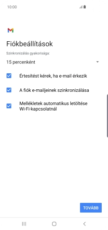 Amennyiben a kijelzőn ez a képernyőkép látható, az e-mail-fiókodat felismerte a rendszer, és automatikusan beállította. Kövesd a képernyőn megjelenő utasításokat  további adatok csatolásához, és fejezd be az új fiók létrehozását.