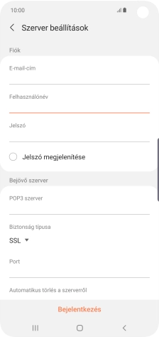 Kattints a „POP3 szerver” alatti mezőre, és írd be az e-mail szolgáltatód bejövő szerverének a nevét.