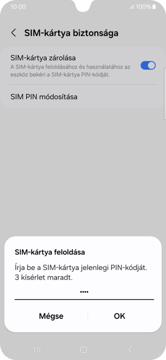 Írd be a PIN-kódot, és válaszd az OK lehetőséget.