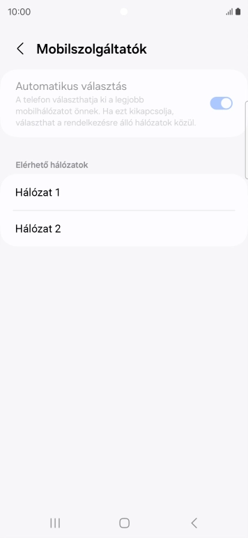 Válaszd ki a kívánt hálózatot.