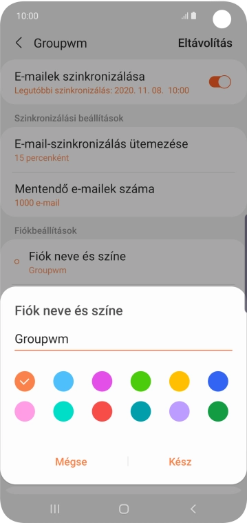 Írd be a kívánt e-mail-fiók nevet, és válaszd a Kész lehetőséget.