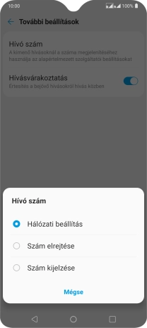 Válaszd a Szám kijelzése lehetőséget a hívószámküldés bekapcsolásához.