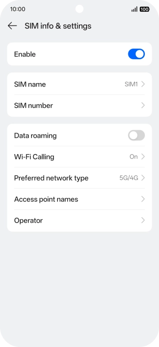 Press Prefered network type.