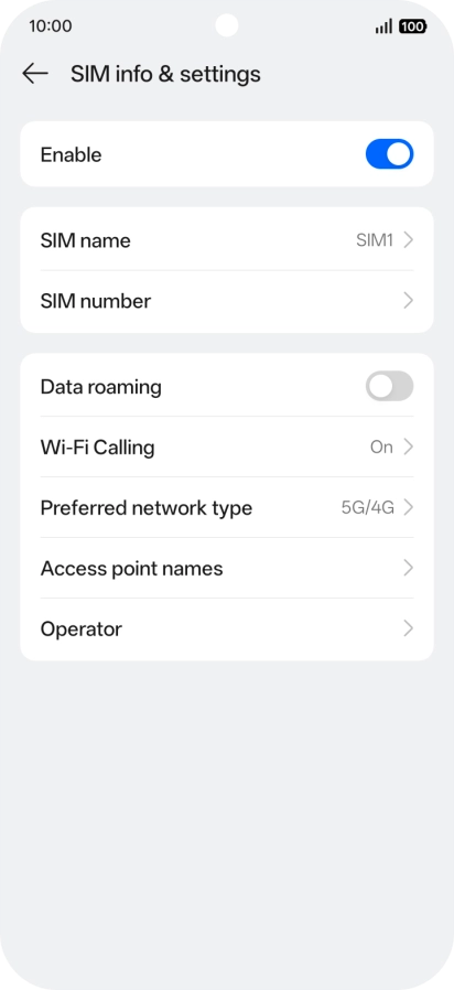 Press Prefered network type.