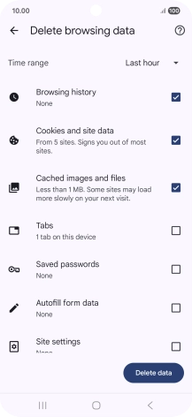 Press the fields next to the required data types.
