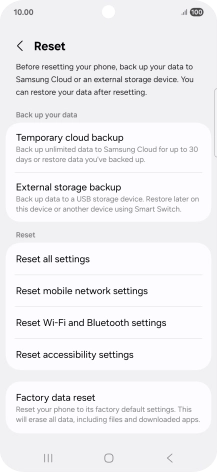 Press Reset mobile network settings.