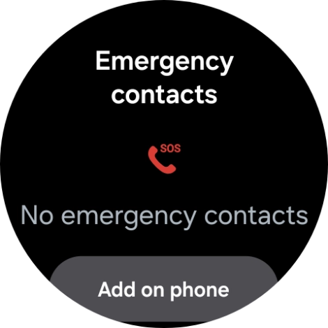 Press Add on phone and follow the instructions on your phone to set your emergency contacts. Press Add on phone and follow the instructions on your phone to set your emergency contacts.
