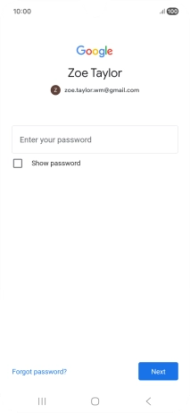 Press Enter your password and key in the password for your Google account.
