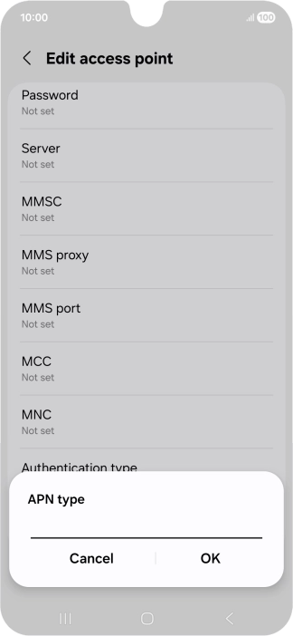 Key in default and press OK.