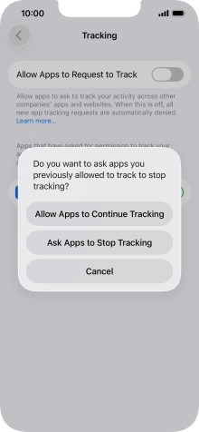 If you turn off the function, press the required setting.