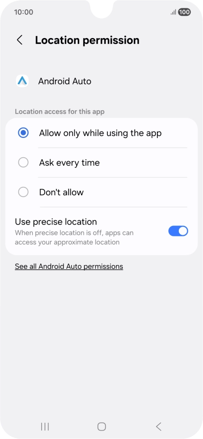 Press the required setting.