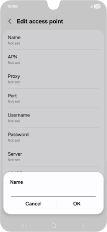 Key in Vodafone Internet and press OK.