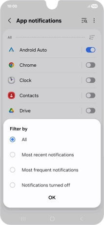 Press the required setting.