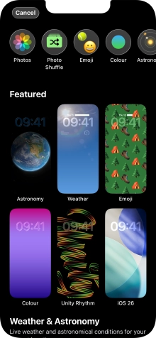Press the required category and follow the instructions on the screen to select the required background image.
