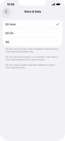 To turn on automatic switch between 5G and 4G, press 5G Auto.