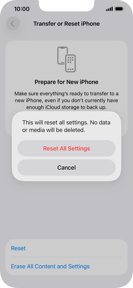 Press Reset All Settings.
