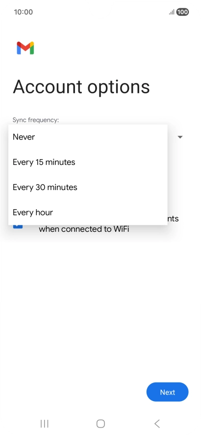 Press the required setting.