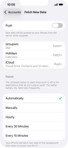 If you turn off the function, press the required setting.