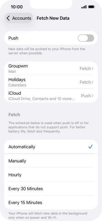 If you turn off the function, press the required setting.