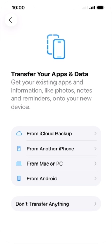 Press Don't Transfer Anything and follow the instructions on the screen to finish the activation.