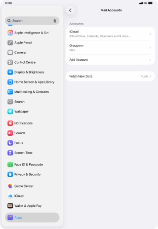 Press the name of the email account you've just set up. Press the name of the email account you've just set up.