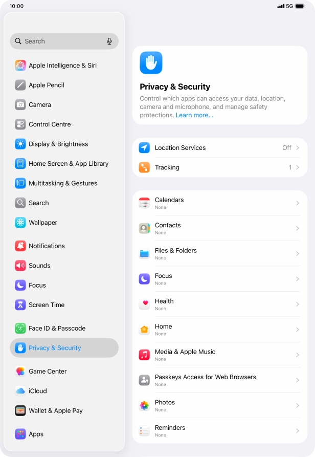 Press Location Services.