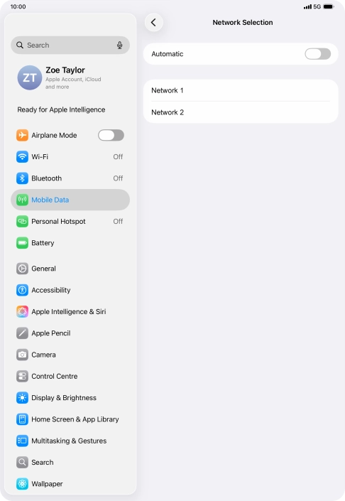 If you turn off the function, press the required network.