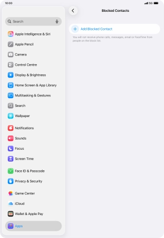 Press Add Blocked Contact and follow the instructions on the screen to block a contact.
