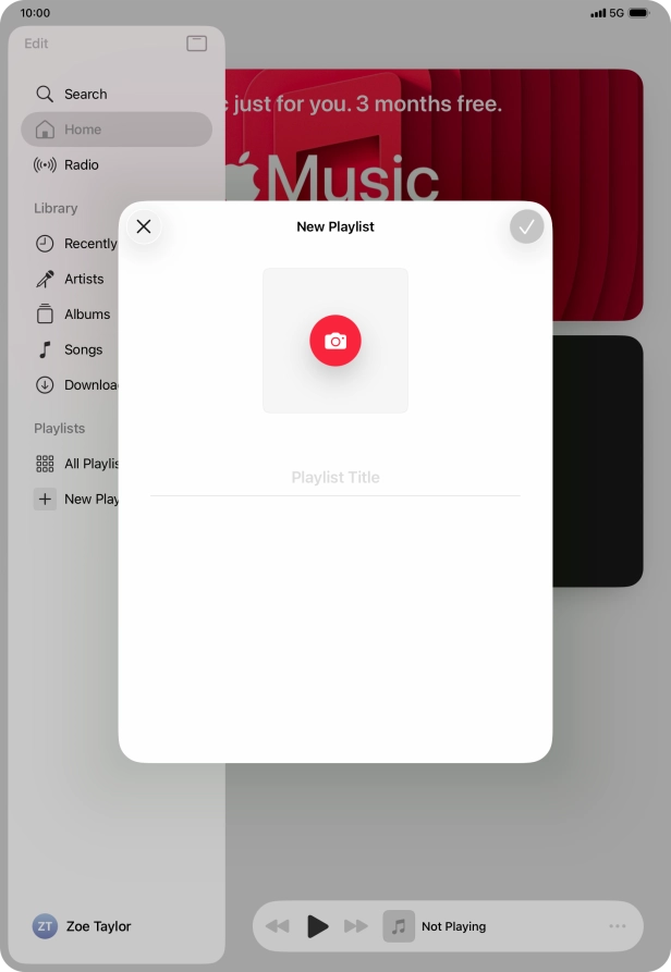 Press the text input field and key in a name for the playlist.