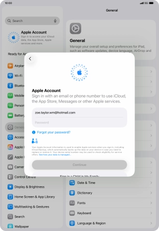 Press Password and key in the password for your Apple Account. Press Password and key in the password for your Apple Account.