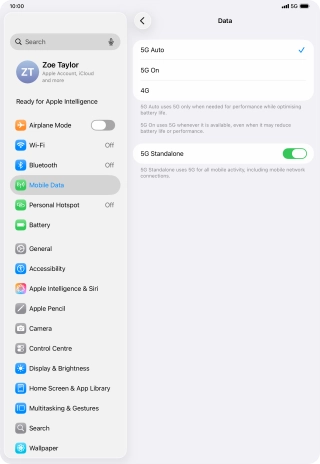 To turn on automatic switch between 5G and 4G, press 5G Auto.