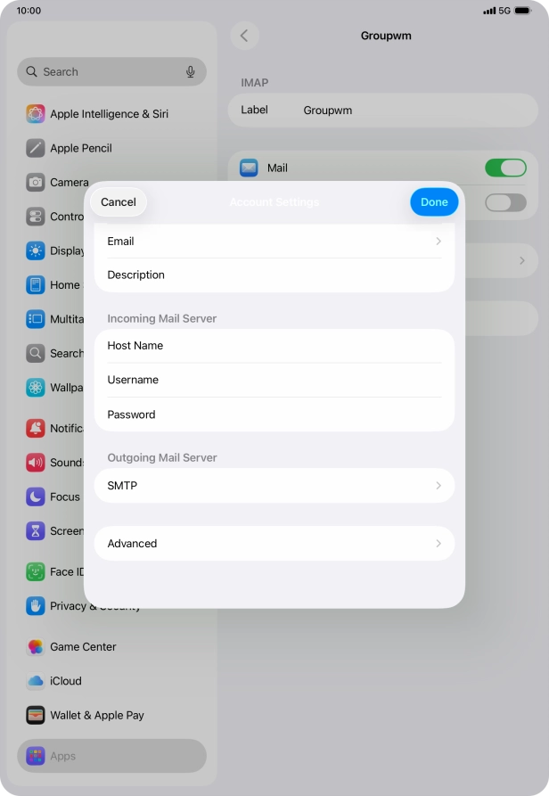 Press SMTP. Press SMTP.