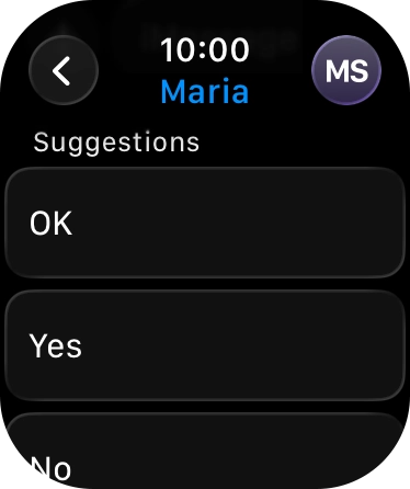Press the required quick reply.