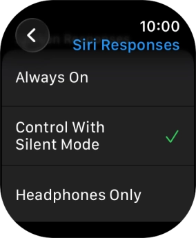 Press the required setting.