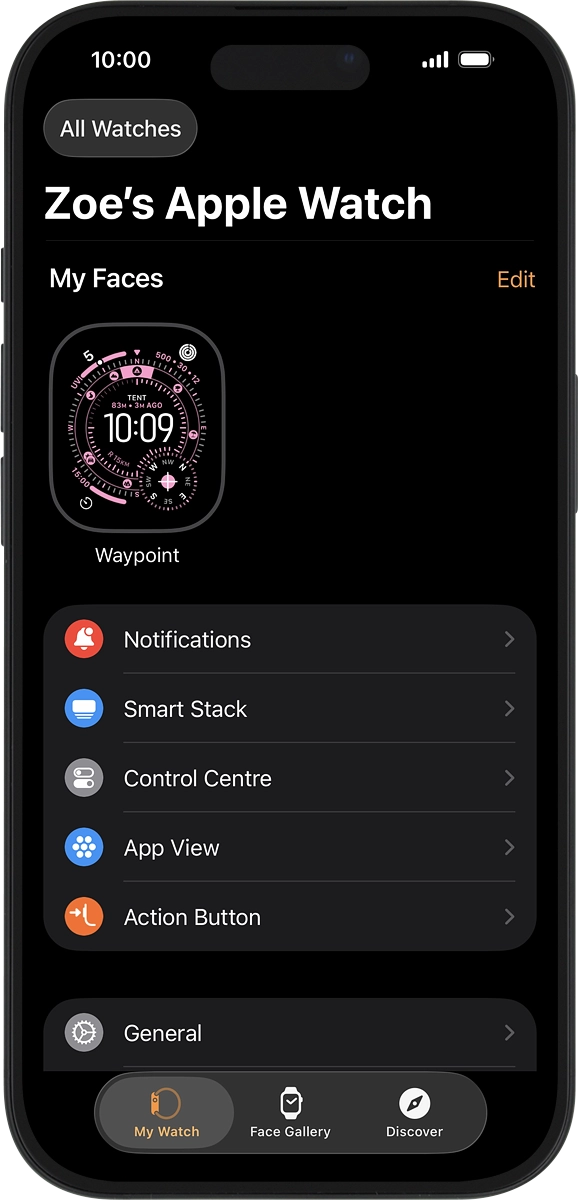 On your phone: Press My Watch.
