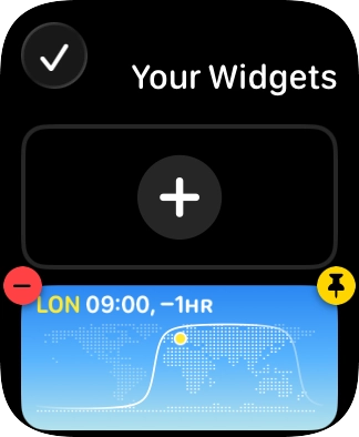 Press the pin widget icon on the required widget to pin it to the top of the stack.