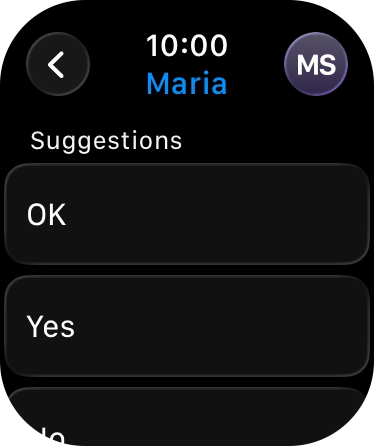 Press the required quick reply.