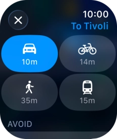 Press the required transport type.